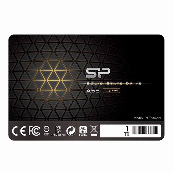  历史新低！Silicon Power 3D NAND A58 1TB SSD 固态硬盘 63.99加元包邮！