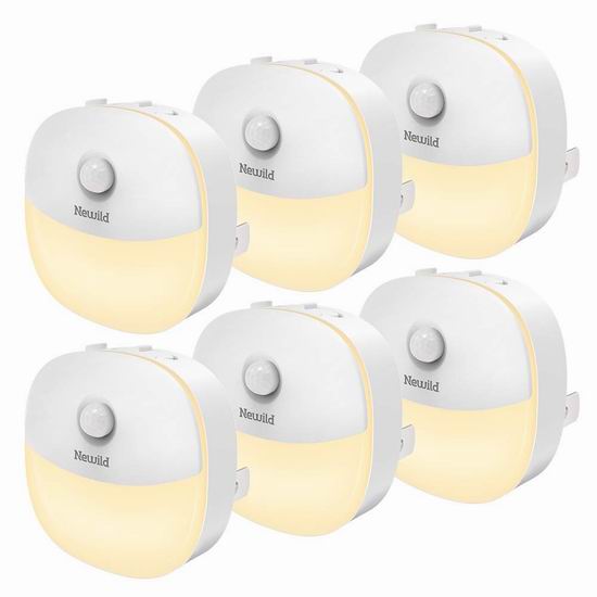  Newild 运动感应 暖白护眼LED夜灯6件套 33.99加元！