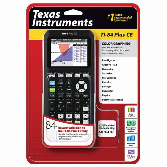  历史新低！Texas Instruments 德州仪器 TI-84 Plus CE 彩屏图形计算器 134.99加元包邮！