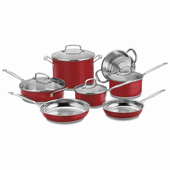  历史新低！Cuisinart 美康雅 CSS-11MRA Chef's Classic 不锈钢锅具11件套2.6折 130.49加元包邮！