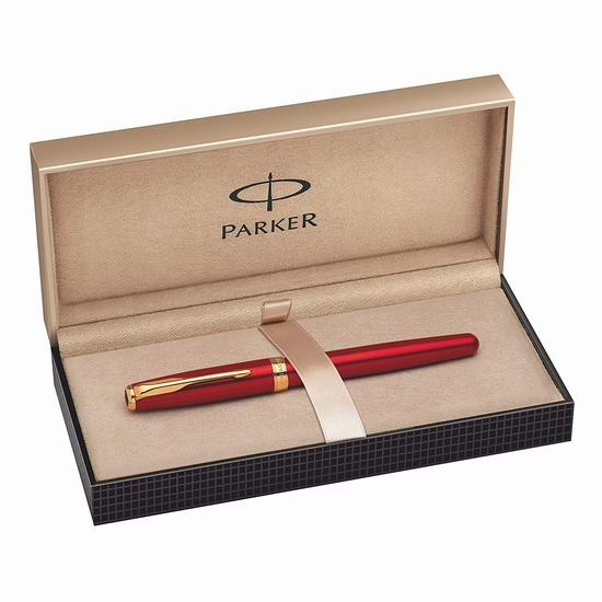  历史新低！Parker 派克 Sonnet Lacquer 宝石红金夹 23K镀金笔尖 墨水钢笔4.3折 68.31加元包邮！