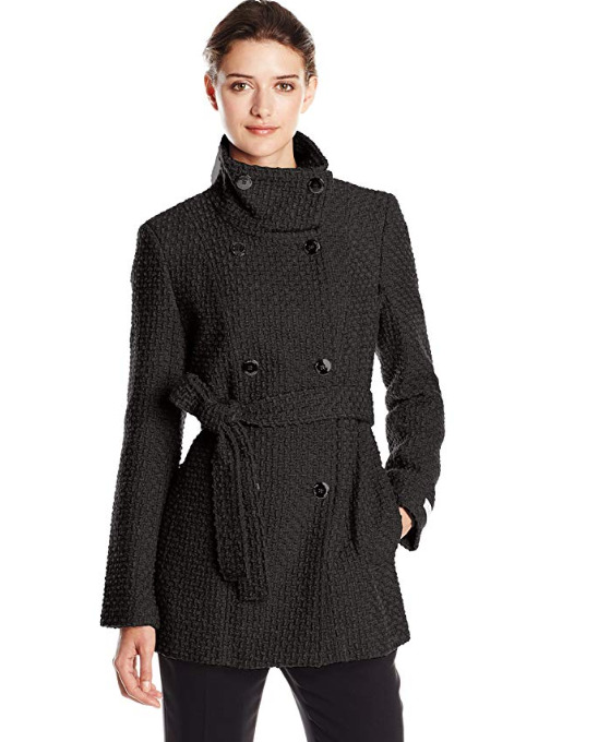  Calvin Klein 双排扣羊毛混纺大衣 39.64加元（L），原价 168.99加元，包邮