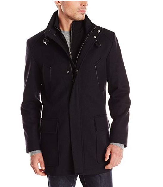  Cole Haan Modern Twill男士羊毛混纺大衣 118.79加元（L码），原价 489.87加元，包邮