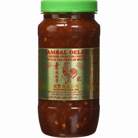  Huy Fong 汇丰 Sambal Oelek 素辣椒酱（460ml）5.4折 7.99加元！