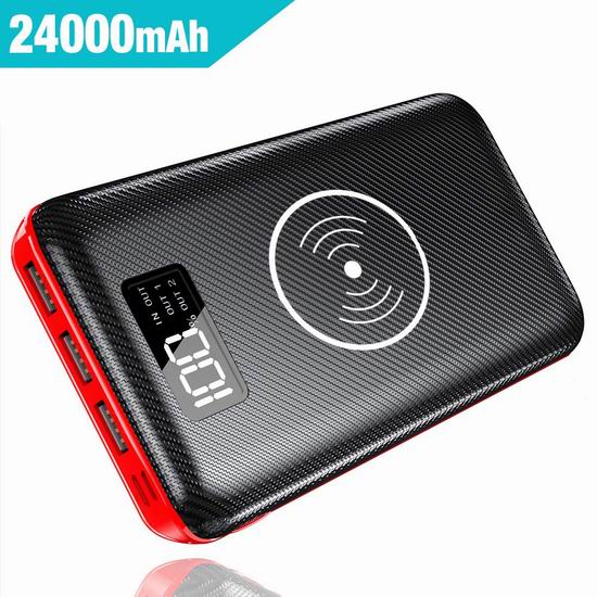  Gnceei 24000mAh 无线Qi快充 大容量充电宝 38.23加元限量特卖并包邮！