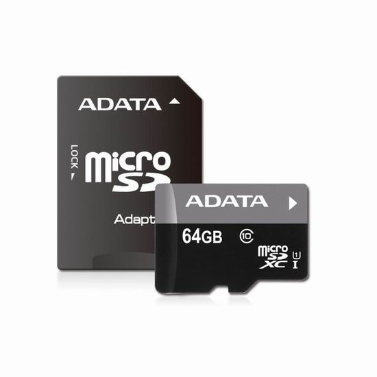  历史最低价！ADATA 威刚 AUSDX64GUICL10-RA1 Premier 64GB microSDHC 闪存卡2.5折 9.99加元清仓！