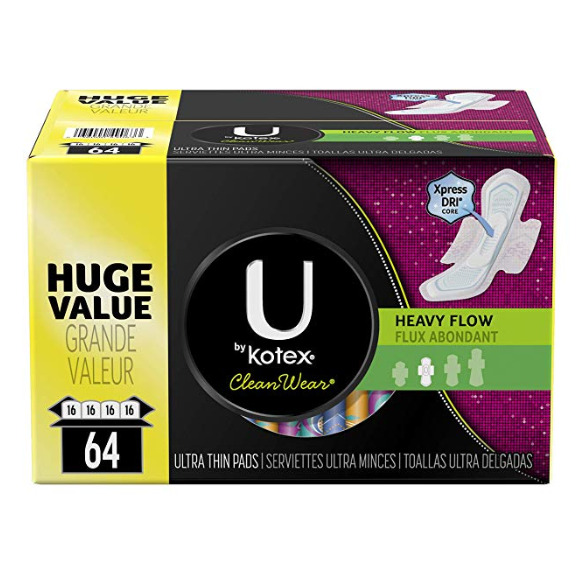  历史新低！U by Kotex CleanWear Ultra 超薄护翼卫生垫64件套3.2折 7.99加元！