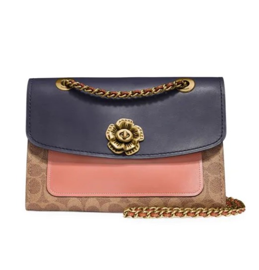  Coach Parker Colourblock山茶花链条包 297.5加元，原价 425加元，包邮