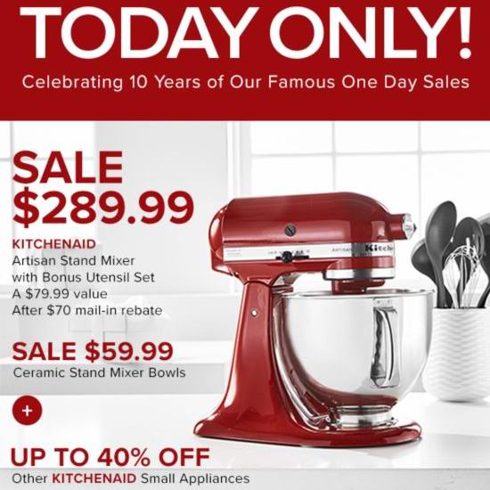  KitchenAid 厨宝 Artisan 名厨系列5夸脱多功能厨师机 变相4.4折 262.99加元！超多色可选！