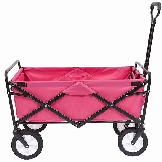  销量冠军！Mac Sports 粉红色 折叠式 室外四轮拖车4.3折 93.32加元包邮！