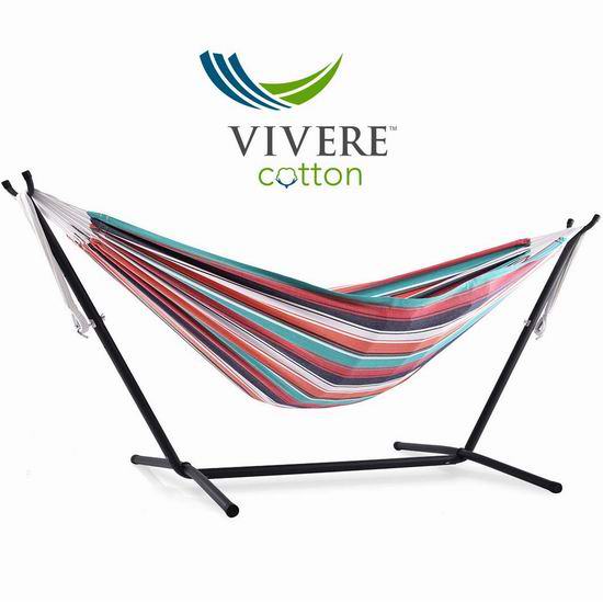  Vivere Double 棉制双人吊床+金属支架套装5.9折 117.47加元包邮！