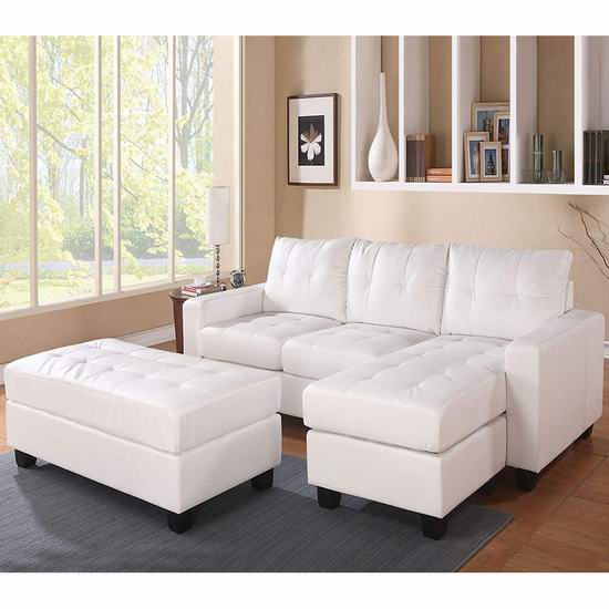  手慢无！历史新低！Q-Max SH1525 白色复合皮组合沙发 678.51加元包邮！