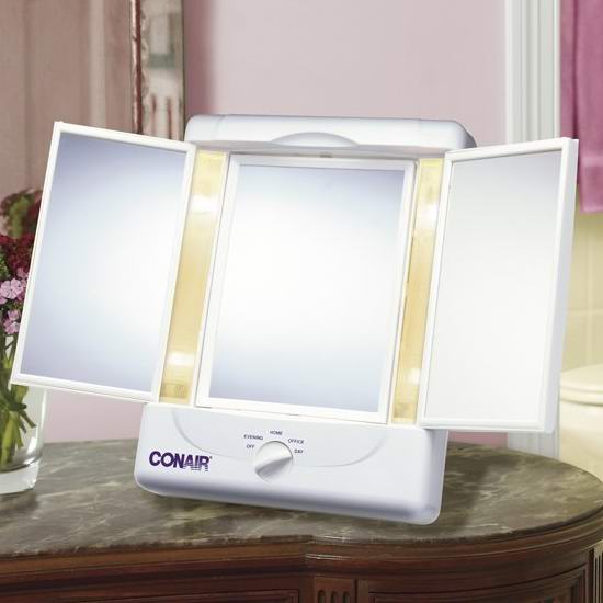  白菜价！Conair 三折式 LED照明 1-5倍放大 化妆镜3.7折 19.97加元！