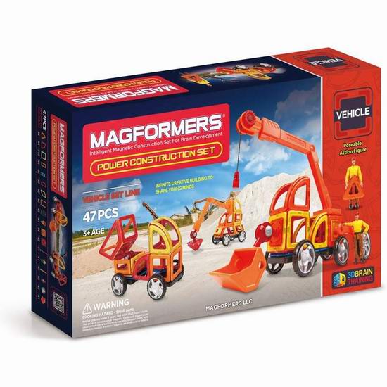  历史新低！Magformers Power Construction 工地施工 益智磁力积木47件套4.1折 60.76加元包邮！