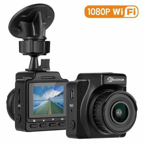  白菜价！EIVOTOR 1080P全高清大广角 WiFi行车记录仪 33.99加元！
