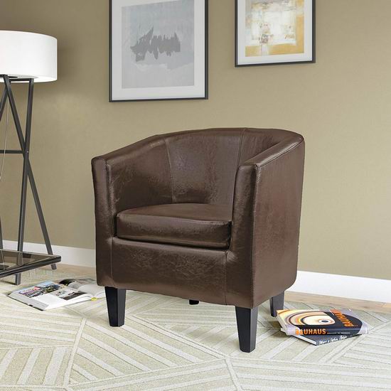  历史新低！CorLiving LAD-789-C 时尚深棕色复合皮单人沙发4折 150加元包邮！