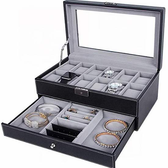  历史最低价！Hoseejoy 人造革手表珠宝首饰收纳盒 25.99加元！