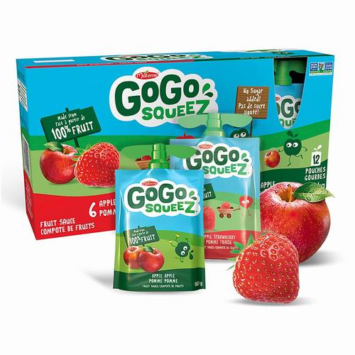  Go Go Squeez 梦果 苹果草莓味 100%纯鲜果泥12袋 8.54加元