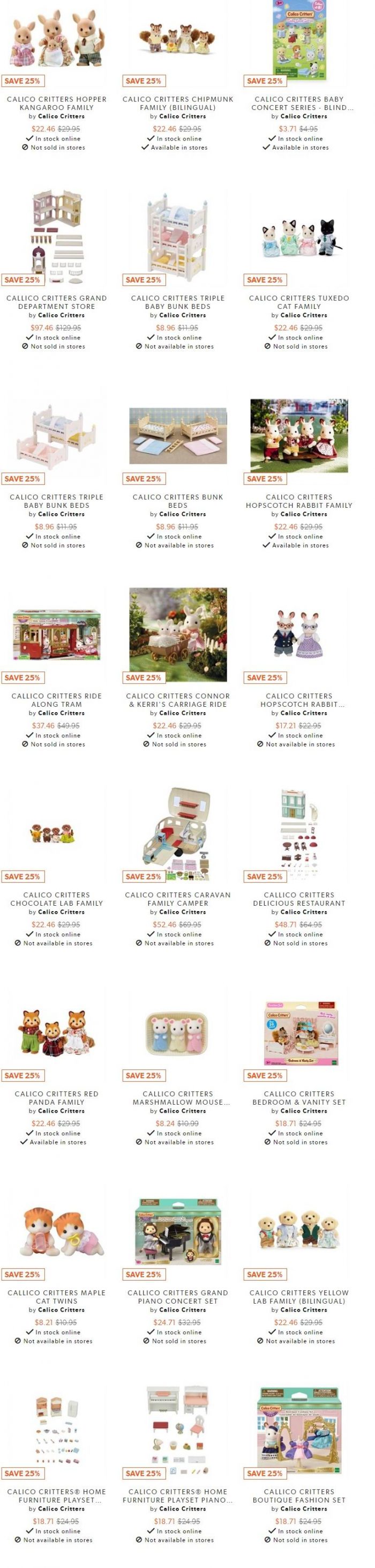 Calico Critters森贝儿家族  过家家玩具 7.5折，折后低至8.24加元！