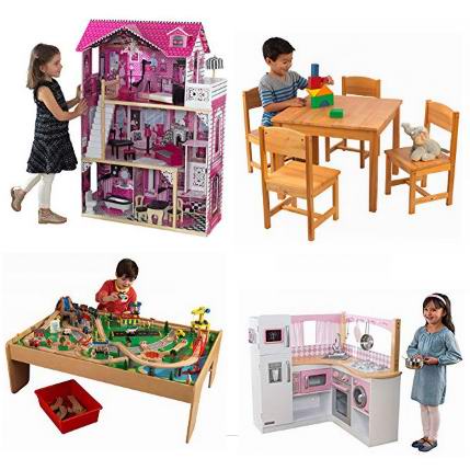  金盒头条：精选24款 KidKraft 玩具娃娃屋、儿童仿真厨房、火车玩具桌、书桌椅、书架、收纳柜等3.5折起！