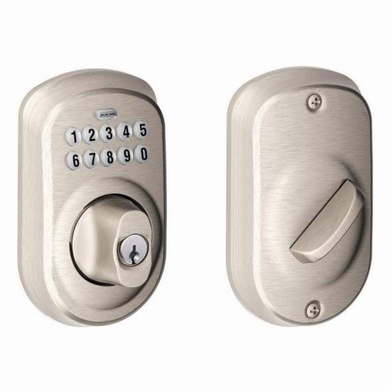  Schlage 西勒奇 BE365 CAM 缎面镀镍 家用密码门锁6.6折 119加元包邮！2色可选！