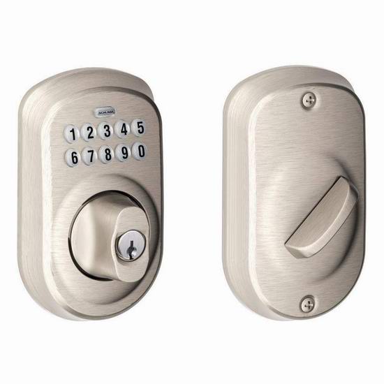  Schlage 西勒奇 BE365 CAM 缎面镀镍 家用密码门锁6.6折 119加元包邮！2色可选！