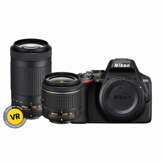  历史新低！Nikon 尼康 D3500 DX-Series 单反相机 + AF P 18-55mm VR + AF P 70-300mm VR 双镜头套装 599加元包邮！