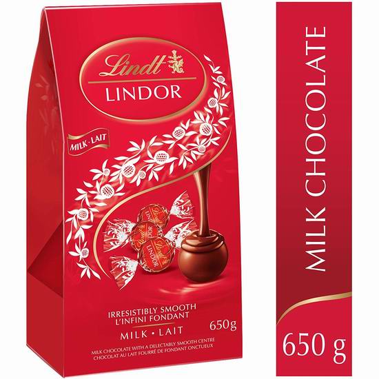  金盒头条：Lindt 瑞士莲 Lindor 软心牛奶巧克力（52粒, 650克）17.49加元！