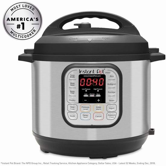  Instant Pot IP-DUO80 8夸脱大容量 7合一多功能电压力锅 99.98加元包邮！另有6夸脱版79.98加元！