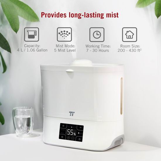  独家延长：TaoTronics 4升大容量超声波雾化加湿器 39.99加元包邮！免税！
