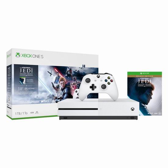  Xbox One S 1TB 家庭娱乐游戏机+《星球大战绝地：陨落的武士团》套装 379.99加元包邮！