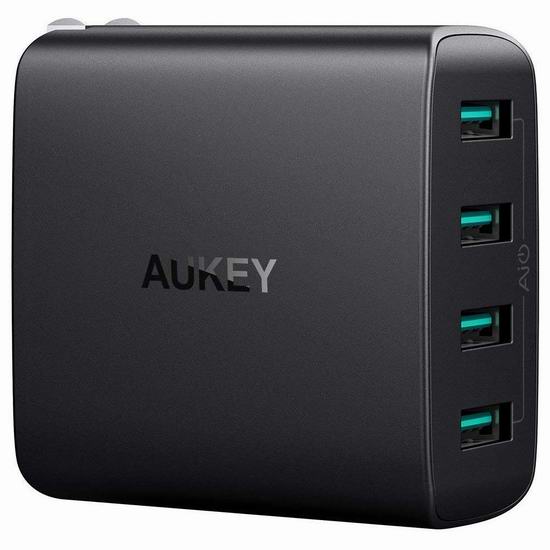  AUKEY 40瓦 4口 智能快速USB充电器 14.99加元！