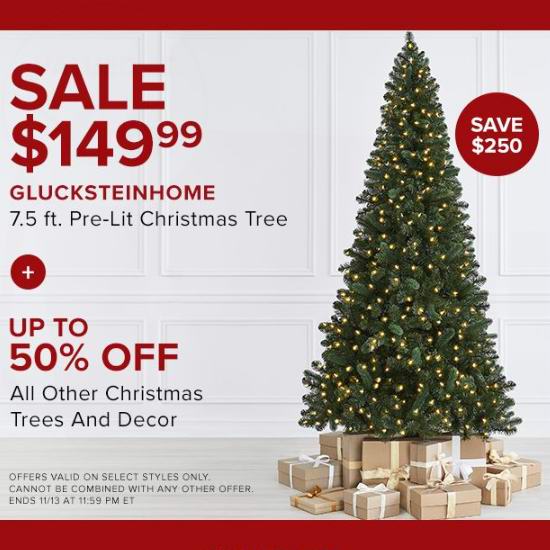  今日闪购：Glucksteinhome 7.5英寸高品质预装彩灯圣诞树3.7折 149.99加元包邮！