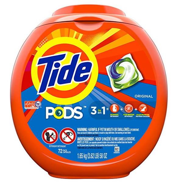  Tide 汰渍4合1高效果冻洗衣球 61颗 17.67加元，原价 21.99加元