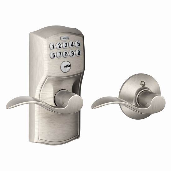  Schlage 西勒奇 FE575 CAM 自动上锁 家用电子密码门锁4.9折 141.95-145.82加元包邮！2色可选！
