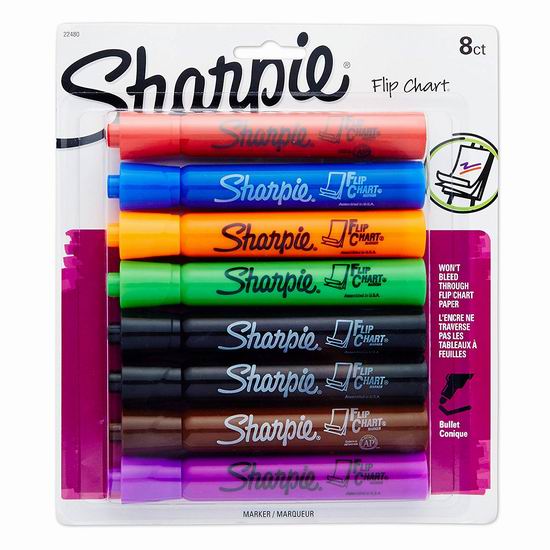  白菜价！历史新低！Sharpie 锐意 彩色马克笔8支装1.8折 2加元！