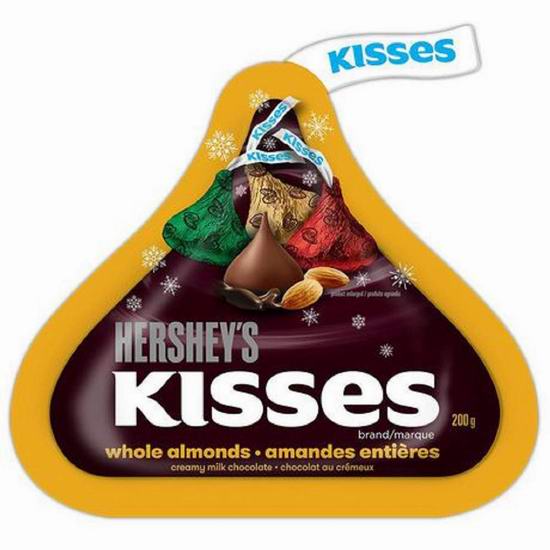  历史新低！Hershey's 好时 Kisses 经典杏仁牛奶巧克力（200克）4.8折 2.44加元！2款可选！