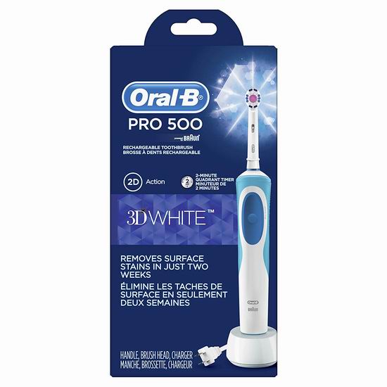  近史低价！Oral-B Pro 500 3D美白 电动牙刷 5.9折 29.97加元