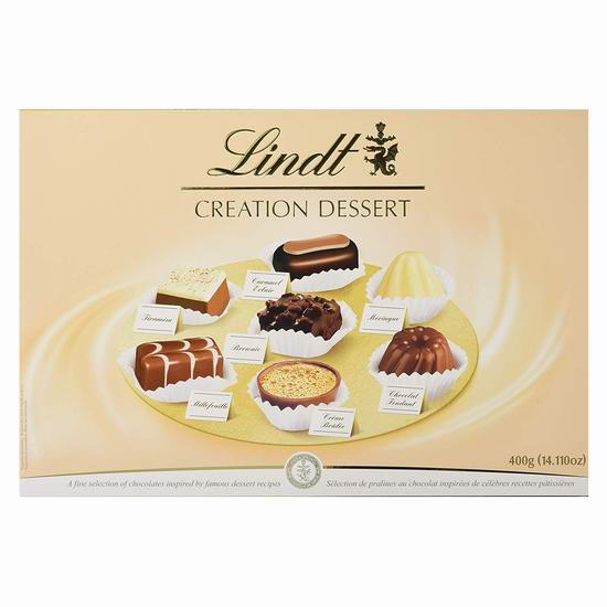  历史新低！Lindt Creation Dessert 瑞士莲巧克力盒装（400g）5.5折 13.99加元！