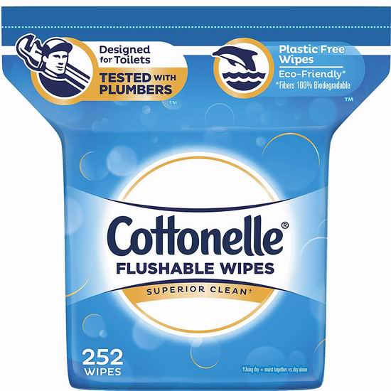  Cottonelle Flushable 可冲马桶湿巾纸（252张） 9.97加元！仅限今日！