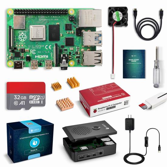  LABISTS Raspberry Pi 4 树莓派4 Model B+ 主机板+Micro SD卡+电源 入门套件 83.99加元限量特卖并包邮！