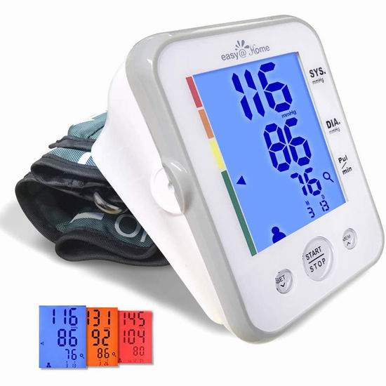  Easy@Home EBP-095L 上臂数字式电子血压计4.4折 29.47加元包邮！免税！