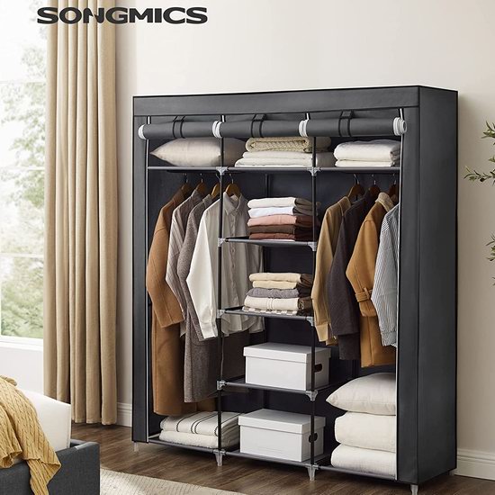  SONGMICS 59英寸 便携式钢结构简易衣柜4.1折 47.87-50.39加元包邮！4色可选！