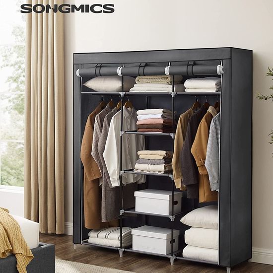  SONGMICS 59英寸 便携式钢结构简易衣柜4.1折 47.87-49.39加元包邮！4色可选！