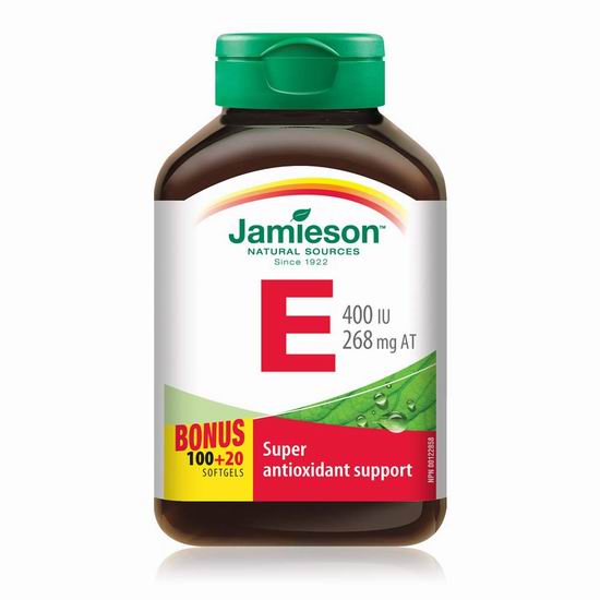  历史新低！Jamieson 健美生 天然维生素E软胶囊（400 IU x 120粒）4.8折 8.2加元！