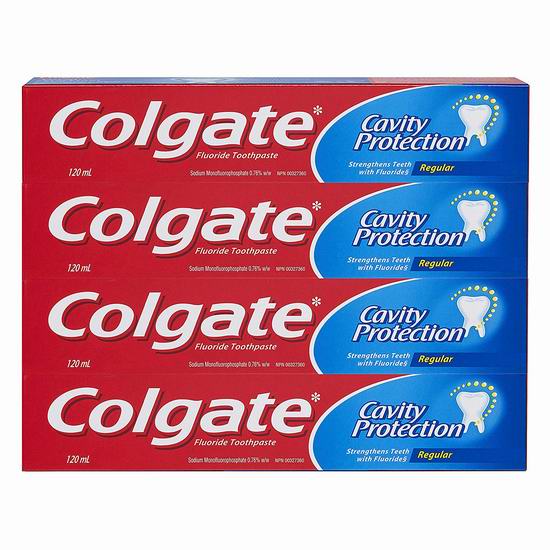  Colgate 高露洁 Cavity 防蛀齿牙膏（4 X 120毫升）7.1折 4.56加元！