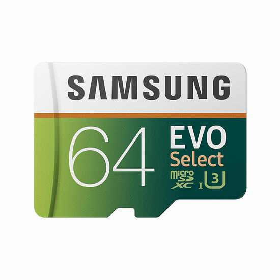  历史最低价！Samsung 三星 EVO Select 64GB microSDXC 闪存卡 13.99加元！