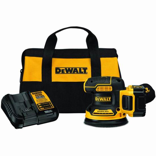  DEWALT 得伟 DCW210P1 20V MAX 无绳 无刷电磨砂光机套装7折 229加元（原价 329加元）！带集尘袋！