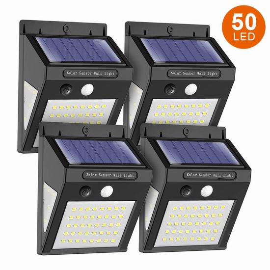  MODAR 50 LED 超亮 太阳能 运动感应灯4件套 24.19加元限量特卖并包邮！