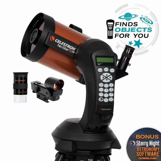  历史新低！Celestron 星特朗 11036 NexStar 5SE 自动寻星天文望远镜6.8折 628.31加元包邮！